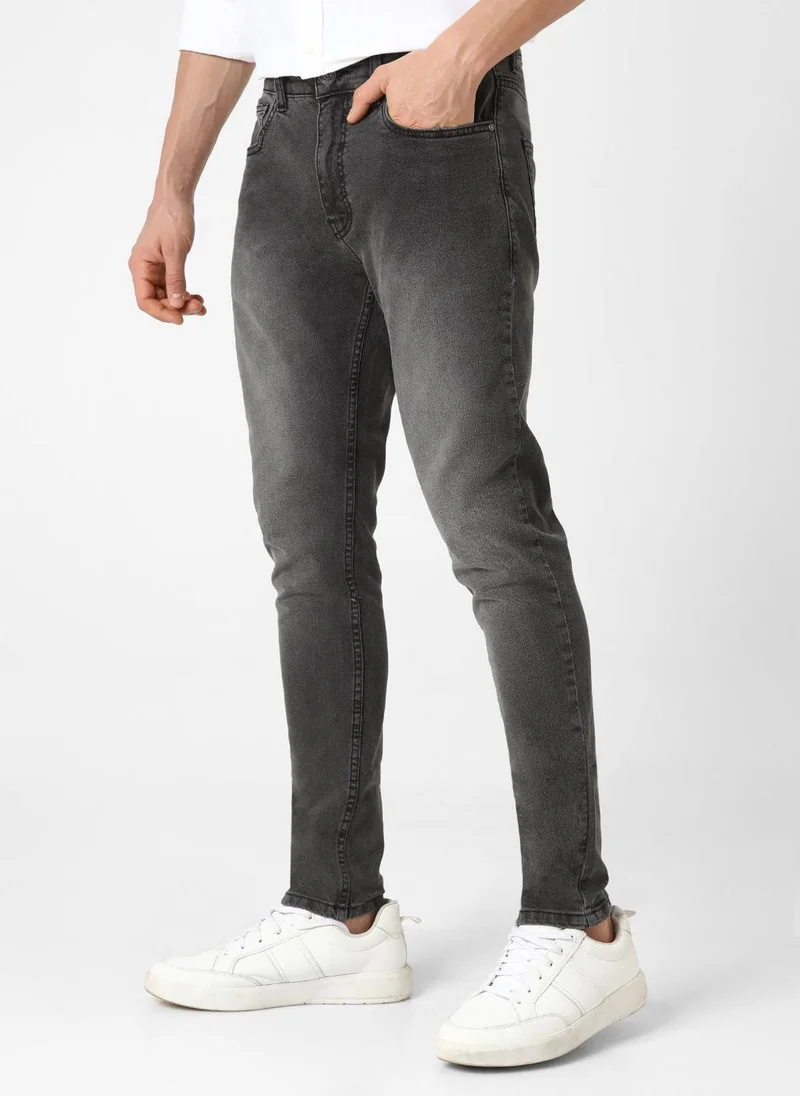 أوربانو فاشن Urbano Fashion Men's Grey Slim Fit Washed Jeans Stretchable